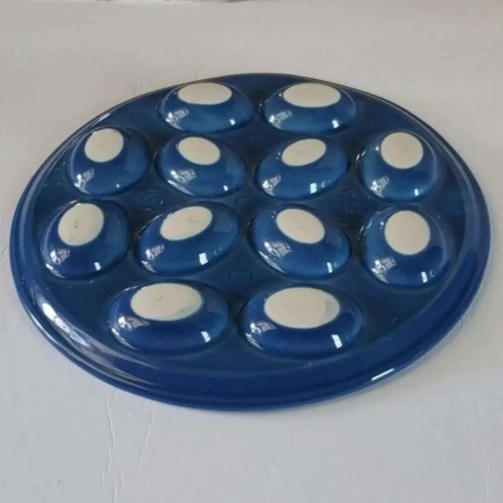 Festaware Fiesta 12 Deviled Egg Plater Plate Tray Blue Lapis Ceramic